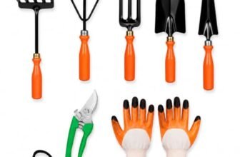Tools, 7Pcs Gardening Tools Kit for Home Garden – (Cultivator, Fork, Trowels, Weeder, Gloves, Pruner Cutter), Lightweight, Portable, Durable Gardening Items for Indoor and Outdoor Use