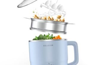 Cellecor Stainless Steel Multi-Cook Kettle CMK18 Home Chef With Steamer, Egg Tray, Rust Free Body, 600W Powerful Output, Multi Cook Electric Kettle (1.8 L, Light Blue)