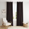 The Decor Hub Brown Polyester Long Door Curtains 10 Feet | Darkening Faux Texture Plain Drapes with Eyelets | Set of 2 Panels for Living Room, Bedroom & Office