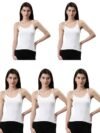 Dixcy Slimz Solid Slim Fit Scoop Neck Sleeveless Cotton Camisole for Women(Annie_White_L_Pack of 5