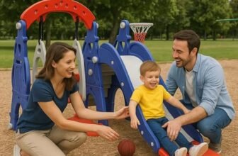Amazon Brand – Solimo 3-in-1 Garden Castle Slide & Swing for Indoor & Outdoor Use | for Kids 2-8 Years Old | Safe & Fun | Ideal for Boys & Girls | Toy for Kids | Easy Assembly, Multicolor