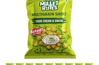 Manna Multigrain Snacks, Pack of 10, Sour Cream & Onion Baked, No Palm Oil, No Maida Millet Bytes Multigrain Shotz