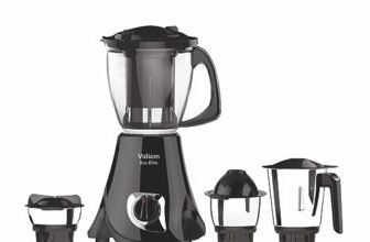 Vidiem Eva Elite Mixer Grinder 710 A, 750W with 4 Jars (1 Juicer + 3 Leakproof Jars) | Self-Locking Jars | ARIA Cool Tec Motor | Dynamically Balanced Blades | 5-Year Motor Warranty | Black