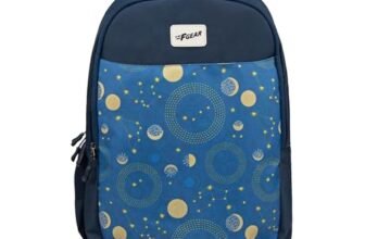 F Gear Ryto Navy Blue 35L School Backpack with 3 Spacious Compartments, 1 Front Pocket & Side Bottle Holder, Airflow Padded Back, Lightweight & Durable Bag for School, Tuition, Travel and Work