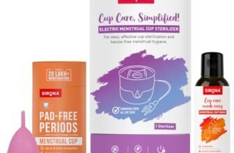 Sirona Reusable Menstrual Cup for Women (Medium) + Electric Steam Sterilizer + pH Balanced Menstrual Cup Wash (100 ml) – Pack of 3 | Rash, Odour & Itch-Free Period Care with Quick Cleaning