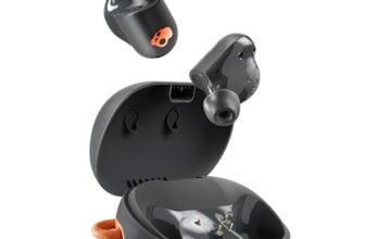 Skullcandy Sesh ANC Active True Wireless Bluetooth Earbuds with 4Mic Active Noise Cancellation,48Hr Battery,IP67 Waterproof Sports Earbuds,Multipoint Pairing,Google Fast Pair,Spotify Tap–Black/Orange