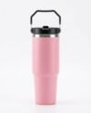 T&T KART Stainless Steel Vacuum Insulated Tumbler with Handle & Straw | Leakproof Travel Mug for Hot & Cold Drinks | Large Capacity Reusable Cup (900ml-lightpink)