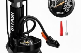 BTfash High Pressure Foot Air Pump with Pressure Gauge – Portable Floor Compressor Cylinder for Car, Bike, Motorcycle, and Bicycle Tyres. Pack of 1 (AU003_Black)
