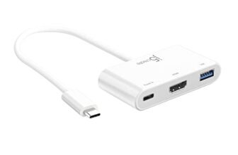 j5create USB C to HDMI and USB 3.1 Adapter with 100W PD, Type C to 4K HDMI 30Hz Converter, USB 5Gbps Port, 3 in 1 Multiport Dongle for MacBook Air Pro, Chromebook, Laptop, PC, Monitor, TV