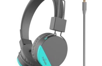 TRANDS TR-HS144 On-Ear Wired Headphones with 40mm Drivers, 3.5mm Jack, Built-in Mic, 1.2m Cable, 105dB Sensitivity, Lightweight Design, Compatible with Mobiles, Laptops & Gaming Devices (Black)