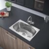 Johnson Ruby SS204 Stainless Steel Kitchen Sink with Waste Coupling| Durable| Easy-Clean Design for Modern Kitchens | 24″x 18″x 9″ | 1 Year Warranty
