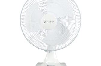 SINGER Brissa 11 60W High Speed Table Fan | 100% Copper Motor | 75 CMM Air Delivery | 3 Speed Control | Silent Operation | Adjustable Height | ISI Certified | 2 Years Warranty