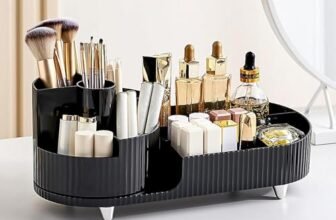 KRYLAR-BIG MAKE UP BOX Rotating Makeup Organiser,compartment Cosmetic Storage,Storage of Skin Care Products, Lipstick, Perfume, Eye Shadow Brush,be Placed in the Bedroom-Black