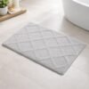 RUGS WORLD Bath Mat, Grey, Microfiber, 65×45 cm, 1800 GSM, High Pile, Diamond Pattern, Machine Made