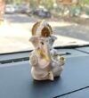 AutoRio Shri Ganesha Idol for Car Dashboard | Lord Statue for Decor, Office & Pooja Room Decor | Spiritual Gift for Housewarming, Festive & Religious Occasions (White)