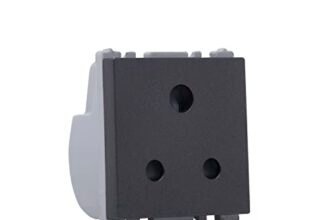 Wipro Northwest Nowa 6A 3 – Pin Socket With Euro Pin, Silver Grey (pack of 5)