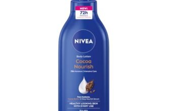 NIVEA Cocoa Nourish Body Lotion for Men & Women with Cocoa Butter, Hyaluronic Acid & Vitamin E Moisturizer for Dry Skin, Deep Nourish Serum Body Cream 72H Moisturiser, Non Greasy Face Cream 600ml