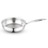 Borosil Cookfresh Tri-ply Stainless Steel Frypan with Handle | Gas, Induction Compatible | SS304 Food Grade Steel Frying Pan | Even Heat Distribution | Dishawasher Safe | 5 Year Warranty (2.3 L)