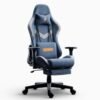 DROGO Ergo Plus Ergonomic Gaming Chair with Footrest, Breathable Fabric, Adjustable Seat & 3D Armrest | Head & Massager Lumbar Support Pillow | Home & Office Chair with Full Recline Back (Blue)
