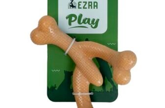 EZRA Play Lobster Bone Dog Chew Toy | Durable Non-Toxic Rubber Chew Bone | Interactive Toy for Dental Health, Teething & Active Chewers