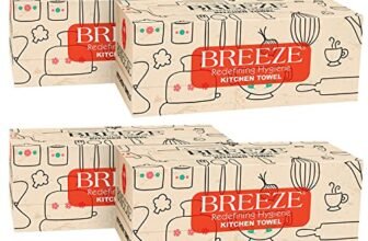 BREEZE BRE036 Kitchen Towel Extra Multipurpose Use Tissue Paper Made of Natural Fibers Soft & Highly Absorbent (Pack of 4, White, Rectangular box)
