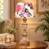 tu casa Wooden Table Lamp | Premium Floral Satin Shade | Solid Wooden Base | Modern Home Décor | Ambient Bedside Lighting | Bedroom, Living Room, Study Table, Office & Festival Gifting