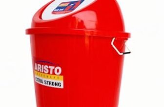 ARISTO Swing Lid Dustbin with Metal Side Handle 80 LTR RED