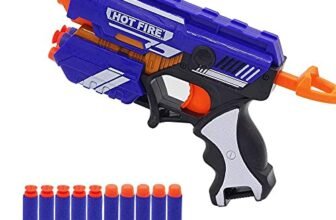 Soft Bullet Gun for Kids, Pull Back Toyy Blaster with 10 Soft Foam Bullets, Safe Shooting Target Play Toy, Outdoor & Indoor Role Play Toy for Boys & Girls, Birthday Gift