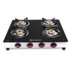 Wonderchef Galaxy 4 Burner Cooktop | 2 Medium, 2 Small Wide Spaced Burners | Highly Efficient Tri-pin Brass Burners | Precise Flame Control | BIS Approved 6mm Toughened Glass Top | 2 Year Warranty