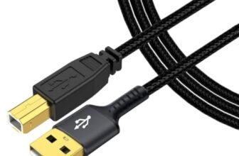 Aliens USB-A to USB-B 2.0 Printer Cable, High Speed 480Mbps data transfer, Nylon Braided Scanner Printer Cord for Epson, HP, Dell, Lexmark, Xerox, Canon, Piano, DAC, Samsung(Black-1.5 Meter/4.9 Feet)