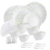 CELLO Tropical Lagoon Dazzle Series Opalware Dinner Set of 37 Pieces For Family of 6 | Bone-Ash Free & Leadfree Opal Glass, Microwave & Dishwasher Safe Plates & Bowls Crockery Set For Dining & Gifting