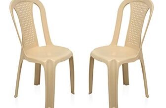 Nilkamal Plastic Chair for Living room |Set of 2 | 3 Year Warranty | For Home, Living Room, Outdoor | Marble Beige Colour | CHR4002