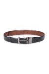 Louis Philippe Men 100% Italian Leather Shiny Nickel Buckle Formal Reversible Belt