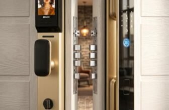 Golens X95 Gold Luxury Smart Door Lock | 8 Ways Unlocking | 3D Face ID | Fingerprint | Mobile App | RFID Card | PIN | OTP, Mechanical Key, Temporary Password, Door Viewer, No Extra Gateway Required
