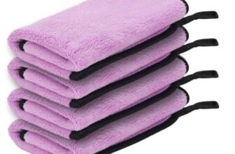 Btag Microfiber Cleaning Cloth, 40×40 cms 600 GSM | Highly Absorbent,Lint and Streak Free, Multi-Purpose Wash Cloth for Kitchen,Car,Window,Stainless Steel,Silverwear(Lavender_40x40cms) Pack of 4