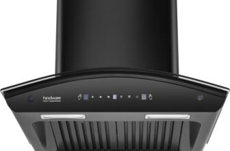 Hindware Smart Appliances Nevio Plus 60 IN 1300 CMH 60 cm | Curved Glass | Baffle Filter | Touch Control | Motion Sensor | 10 Years Motor Warranty | Energy Efficient LED Light | Powerful Suction | Auto Clean Chimney(Wall Mounted, Black)