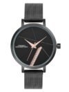 French Connection Sunray Black Round Dial with Black Stainless Steel Mesh Strap Watch – for Womens FCN0137BM