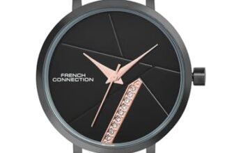 French Connection Sunray Black Round Dial with Black Stainless Steel Mesh Strap Watch – for Womens FCN0137BM