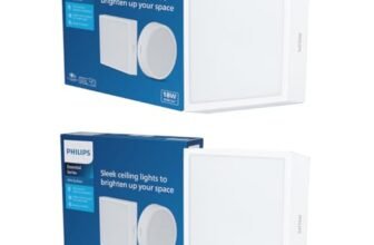 Philips 18 Watt Square Slim Surface Ceiling Light | LED Downlighter for Both Normal & False Ceiling | Colour : Cool Day Light, Pack of 2