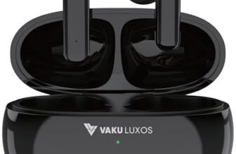 Vaku Luxos ® SONAIR TWS Bluetooth 5.4 Earbuds | 60H Playtime | Touch Controls | Type-C Fast Charging | 10mm Driver | Voice Assistant | Deep Bass Wireless Earbuds with Charging Case- Black