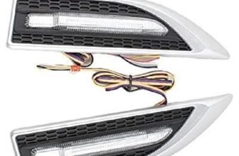 Aksmit Car Side Fender Light with 3 Colour Led Indicator Light (Silver) For Exuv300