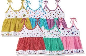 ONCH Baby And Kids Girls Cotton A line Printed Frock Dress Pack of 6