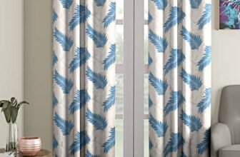 Cortina 50-60% Polyester Printed Door Curtains 7 Feet Set of 2 | Curtain for Living Room | Drapes for Bedroom | (7 Feet, Blue)