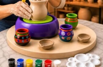 Graphene Pottery Wheel Clay Diy Kit For Kids Battery Operated Pottery Making Kit & Painting Set Modeling Clay Sculpting Tools Paints Arts & Crafts Birthday Gift Creative Toys Girls & Boys 7-14 Yrs