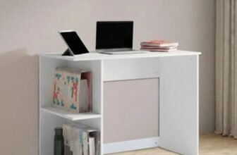 DELITE KOM Valor Study Table Engineered Wood Study Table (Free Standing, Knock Down)� (Frosty White)