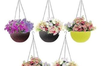 Ocean Mart- Euro Hanging Planters – 5 Pcs (7 Inch, Multicolor) | Decorative Balcony Pots for House Plants | Hooked Hanging Pots for Home Garden | Hanging Pots for Home & Balcony Garden…