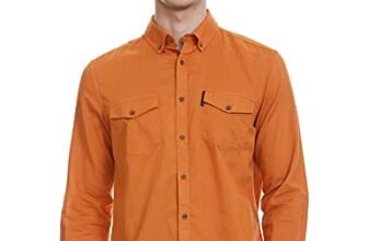 HammerSmith Men’s Casual Millennium Fit Shirt (HSCSM045_Orange 1 M)