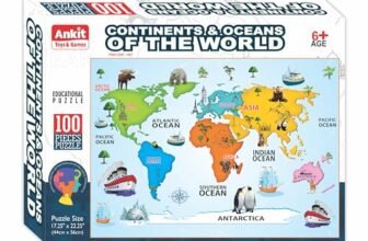Ankit Toys & Games 100-Piece Jigsaw Puzzles for Kids Ages 6+, Educational and Engaging Geography Puzzle with Vibrant Map Learning (Continents & Oceans Explore The World)