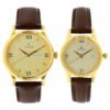 Titan Bandhan Quartz Analog With Day & Date Champagne Dial Brown Leather Strap Couple Watch – NT15802490YL05