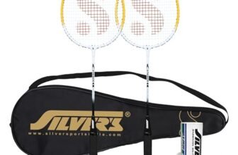Silver’s Aluminium Stricker Badminton Kit (2 Racquets with Full Cover, 1 Box Plastic Shuttlecock Pack of 3)(Yellow/White)